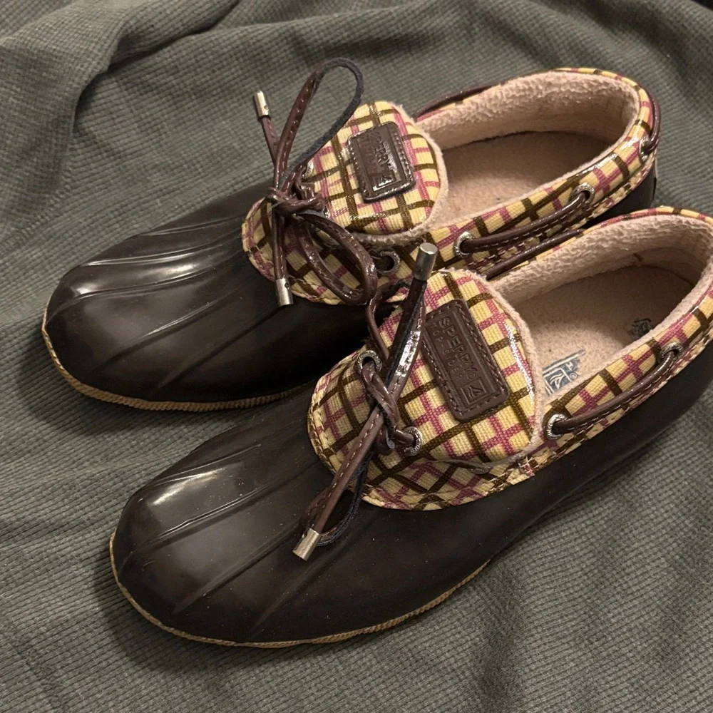 Sperry Plaid Duck Waterproof Rubber Boots - Picture 1 of 6